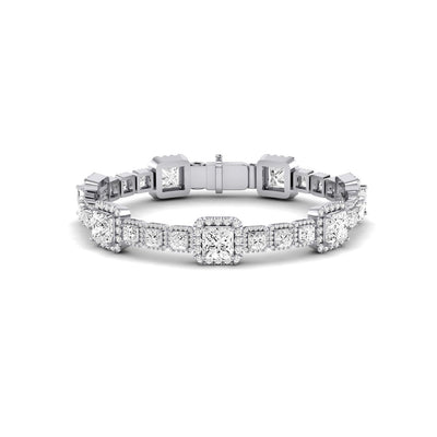 Chelsea Princess Cut Moissanite Bracelet whitegold