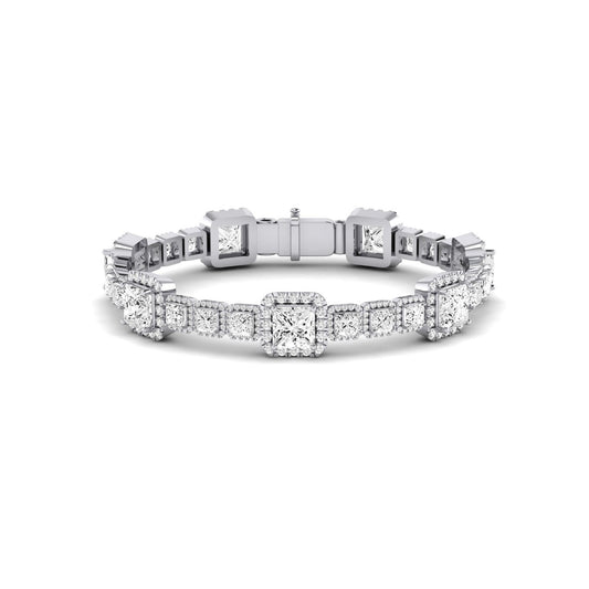 Chelsea Princess Cut Moissanite Bracelet whitegold