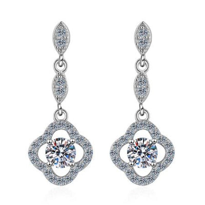 Chris Round Moissanite Dangling Earrings whitegold