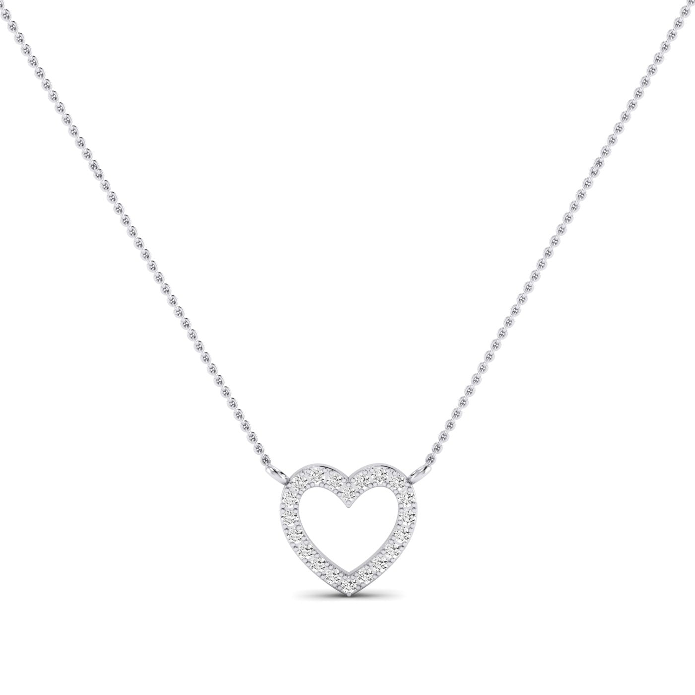 Clementine Heart Shaped Diamond Accented Necklace whitegold