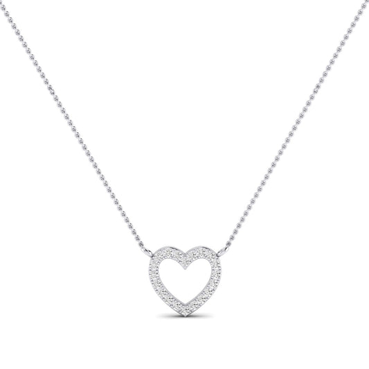 Clementine Heart Shaped Diamond Accented Necklace whitegold