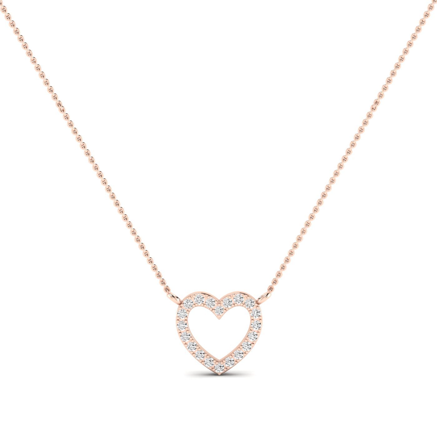 Clementine Heart Shaped Diamond Accented Necklace rosegold