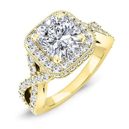 Clover Cushion Diamond Engagement Ring (Lab Grown Igi Cert) yellowgold