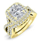 Clover Cushion Moissanite Bridal Set yellowgold