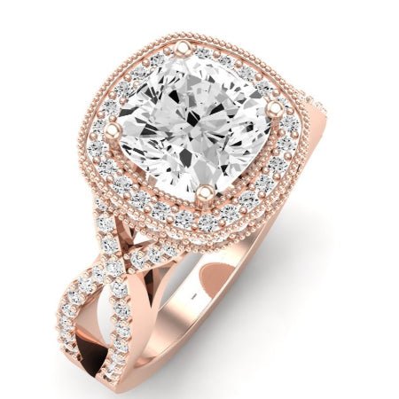 Clover Diamond Matching Band Only ( Engagement Ring Not Included) For Ring With Cushion Center rosegold