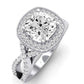 Clover Diamond Matching Band Only ( Engagement Ring Not Included) For Ring With Cushion Center whitegold