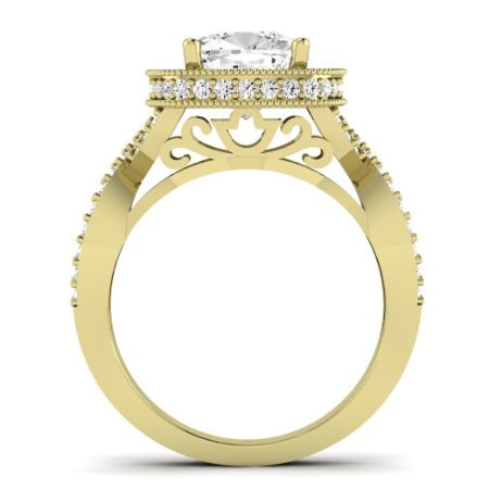 Clover Diamond Matching Band Only ( Engagement Ring Not Included) For Ring With Cushion Center yellowgold