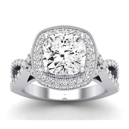 Clover Diamond Matching Band Only ( Engagement Ring Not Included) For Ring With Cushion Center whitegold