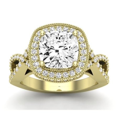 Clover Diamond Matching Band Only ( Engagement Ring Not Included) For Ring With Cushion Center yellowgold