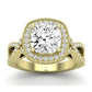 Clover Diamond Matching Band Only ( Engagement Ring Not Included) For Ring With Cushion Center yellowgold