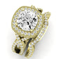 Clover Diamond Matching Band Only ( Engagement Ring Not Included) For Ring With Cushion Center yellowgold