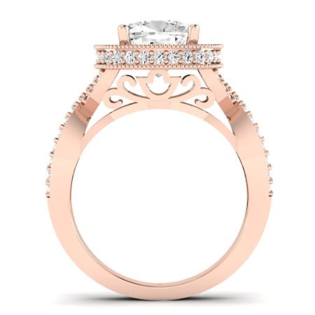 Clover Diamond Matching Band Only ( Engagement Ring Not Included) For Ring With Cushion Center rosegold