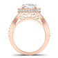 Clover Diamond Matching Band Only ( Engagement Ring Not Included) For Ring With Cushion Center rosegold