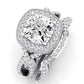 Clover Diamond Matching Band Only ( Engagement Ring Not Included) For Ring With Cushion Center whitegold