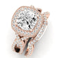 Clover Diamond Matching Band Only ( Engagement Ring Not Included) For Ring With Cushion Center rosegold