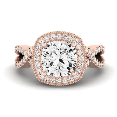 Clover Diamond Matching Band Only ( Engagement Ring Not Included) For Ring With Cushion Center rosegold