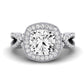 Clover Diamond Matching Band Only ( Engagement Ring Not Included) For Ring With Cushion Center whitegold