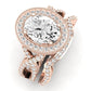 Clover Diamond Matching Band Only ( Engagement Ring Not Included)  For Ring With Oval Center rosegold