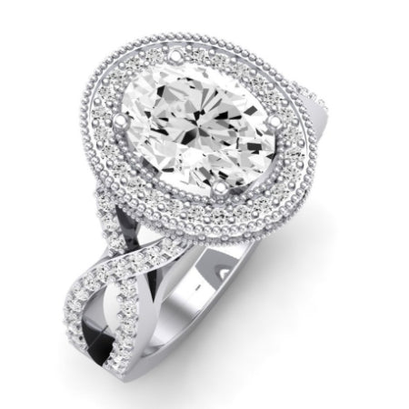 Clover Diamond Matching Band Only ( Engagement Ring Not Included)  For Ring With Oval Center whitegold