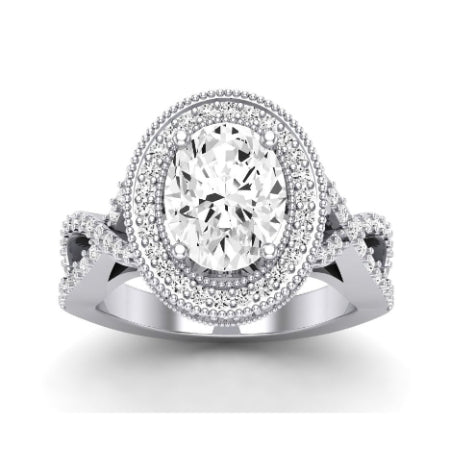 Clover Diamond Matching Band Only ( Engagement Ring Not Included)  For Ring With Oval Center whitegold