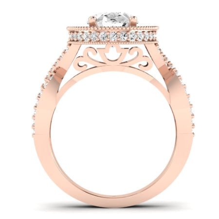 Clover Diamond Matching Band Only ( Engagement Ring Not Included)  For Ring With Oval Center rosegold