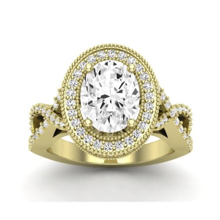 Clover Diamond Matching Band Only ( Engagement Ring Not Included)  For Ring With Oval Center yellowgold