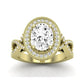 Clover Diamond Matching Band Only ( Engagement Ring Not Included)  For Ring With Oval Center yellowgold