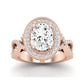 Clover Diamond Matching Band Only ( Engagement Ring Not Included)  For Ring With Oval Center rosegold