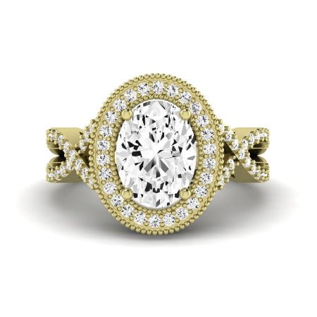 Clover Diamond Matching Band Only ( Engagement Ring Not Included)  For Ring With Oval Center yellowgold