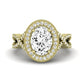 Clover Diamond Matching Band Only ( Engagement Ring Not Included)  For Ring With Oval Center yellowgold