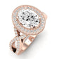 Clover Diamond Matching Band Only ( Engagement Ring Not Included)  For Ring With Oval Center rosegold