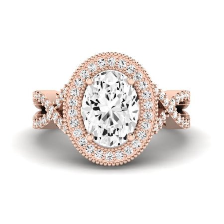 Clover Diamond Matching Band Only ( Engagement Ring Not Included)  For Ring With Oval Center rosegold