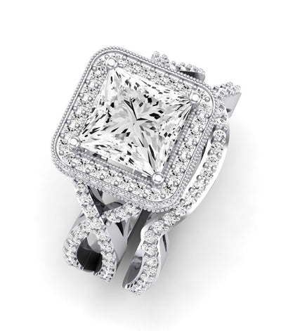 Clover Diamond Matching Band Only ( Engagement Ring Not Included) For Ring With Princess Center whitegold