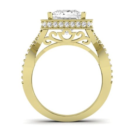 Clover Diamond Matching Band Only ( Engagement Ring Not Included) For Ring With Princess Center yellowgold