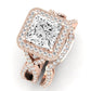 Clover Diamond Matching Band Only ( Engagement Ring Not Included) For Ring With Princess Center rosegold