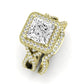 Clover Diamond Matching Band Only ( Engagement Ring Not Included) For Ring With Princess Center yellowgold