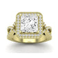 Clover Diamond Matching Band Only ( Engagement Ring Not Included) For Ring With Princess Center yellowgold