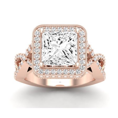 Clover Diamond Matching Band Only ( Engagement Ring Not Included) For Ring With Princess Center rosegold