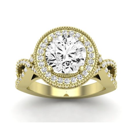 Clover Diamond Matching Band Only ( Engagement Ring Not Included)  For Ring With Round Center yellowgold