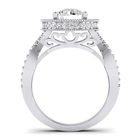 Clover Diamond Matching Band Only ( Engagement Ring Not Included)  For Ring With Round Center whitegold