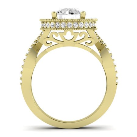 Clover Diamond Matching Band Only ( Engagement Ring Not Included)  For Ring With Round Center yellowgold