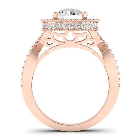 Clover Diamond Matching Band Only ( Engagement Ring Not Included)  For Ring With Round Center rosegold