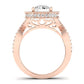 Clover Diamond Matching Band Only ( Engagement Ring Not Included)  For Ring With Round Center rosegold