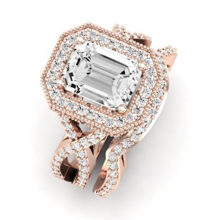 Clover Emerald Diamond Bridal Set (Lab Grown Igi Cert) rosegold