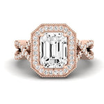 Clover Emerald Moissanite Bridal Set rosegold
