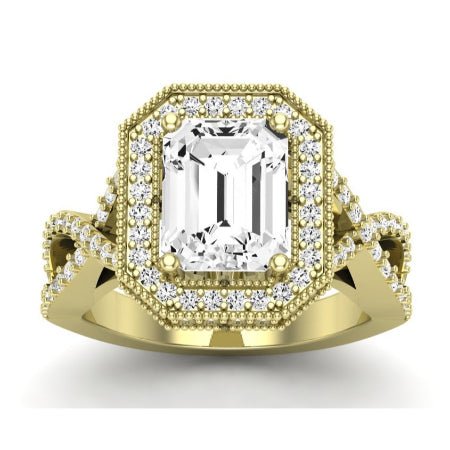 Clover Emerald Moissanite Bridal Set yellowgold