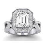 Clover Emerald Moissanite Bridal Set whitegold