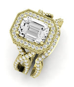 Clover Emerald Moissanite Bridal Set yellowgold