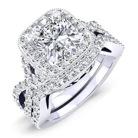 1.00 ct - Clover - GIA Natural Cushion Diamond Bridal Set