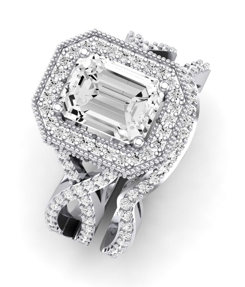 1.00 ct - Clover - GIA Natural Emerald Diamond Bridal Set